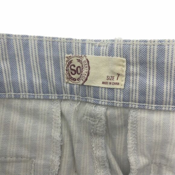Light Blue Cuffed Chino Shorts Striped Sz Junior 7 - Picture 3 of 5